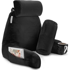 Clara Clark Reading Pillow, Large Back Pillow for Sitting Up in Bed, Memory Foam Back Support Pillow, Reading Pillows for Sitting in Bed Adult, Black Sit Up Cushion with Arms and Pockets Clara Clark Reading Pillow, Large Back Pillow for Sitting Up in Bed, Memory Foam Back Support Pillow, Reading Pillows for Sitting in Bed Adult, Black Sit Up Cushion with Arms and Pockets
