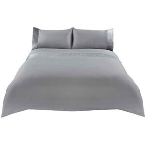 Sienna Glitter Duvet Cover with Pillow Case Sparkle Glitz Velvet Bedding Set Grey Silver, Double Sienna Glitter Duvet Cover with Pillow Case Sparkle Glitz Velvet Bedding Set Grey Silver, Double