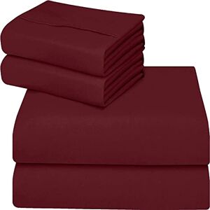ComfyWell King Size Bed Sheet Bed Cover Deep Pocket 14 inch (35 cm) Soft Brushed Microfibre Fabric Burgundy Bedding Shrinkage and Fade Resistant. (King (150x200cm), Burgundy) ComfyWell King Size Bed Sheet Bed Cover Deep Pocket 14 inch (35 cm) Soft Brushed Microfibre Fabric Burgundy Bedding Shrinkage and Fade Resistant. (King (150x200cm), Burgundy)