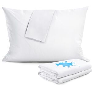 FAUNNA Waterproof Pillow Protectors Zippered, 600 Thread-Count 100% Cotton, Premium Bed Pillowcases Covers, Stain Proof, Soft, Comfortable, Quiet, Breathable, Standard, 20 x 26 inch, White, 4 Pack FAUNNA Waterproof Pillow Protectors Zippered, 600 Thread-Count 100% Cotton, Premium Bed Pillowcases Covers, Stain Proof, Soft, Comfortable, Quiet, Breathable, Standard, 20 x 26 inch, White, 4 Pack