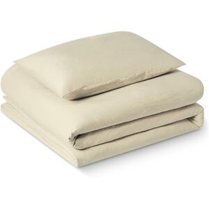 Amazon Basics 2-Piece Brushed Microfibre Bedding Set, Extra Soft, Relaxed Lived-In Look with Natural Creases, No Ironing Required, Single size, Duvet Cover 135 x 200 cm & 1 Pillowcase 50 x 80 cm,Beige Amazon Basics 2-Piece Brushed Microfibre Bedding Set, Extra Soft, Relaxed Lived-In Look with Natural Creases, No Ironing Required, Single size, Duvet Cover 135 x 200 cm & 1 Pillowcase 50 x 80 cm,Beige