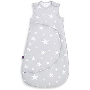 Snuz Baby Sleeping Bag with Nappy Zip For Easy Nappy Changes, Super Soft Cotton Sleeping Bags with Perfect Fit Poppers, Meets British Safety Standard, White Star, 1 Tog 0-6M Snuz Baby Sleeping Bag with Nappy Zip For Easy Nappy Changes, Super Soft Cotton Sleeping Bags with Perfect Fit Poppers, Meets British Safety Standard, White Star, 1 Tog 0-6M