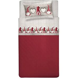 PENSIERI DELICATI Single Bed Sheet Set, 100% Cotton, 90 x 200 cm Single Bed Sheet Set, Includes Bottom Sheet, Top Sheet and 1 Pillowcase, Made in Italy, Red Gnome Pattern PENSIERI DELICATI Single Bed Sheet Set, 100% Cotton, 90 x 200 cm Single Bed Sheet Set, Includes Bottom Sheet, Top Sheet and 1 Pillowcase, Made in Italy, Red Gnome Pattern