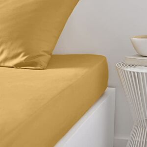 TODAY Essential 100% Cotton Fitted Sheet 160 x 200 cm Double Size Ochre TODAY Essential 100% Cotton Fitted Sheet 160 x 200 cm Double Size Ochre