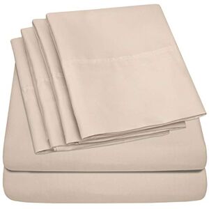 Sweet Home Collection King Size Bed Sheets 6 Piece 1500 Supreme Collection Fine Brushed Microfiber Deep Pocket King Sheet Set Bedding 2 Extra Pillow Cases, Great Value, King, Beige Sweet Home Collection King Size Bed Sheets 6 Piece 1500 Supreme Collection Fine Brushed Microfiber Deep Pocket King Sheet Set Bedding 2 Extra Pillow Cases, Great Value, King, Beige