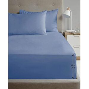 Rapport Home Single Size Fitted Sheet Extra Deep 40cm Depth Blue Soft Easy Care Non-Iron Percale Bed Sheet – 16 inch Pocket Rapport Home Single Size Fitted Sheet Extra Deep 40cm Depth Blue Soft Easy Care Non-Iron Percale Bed Sheet – 16 inch Pocket