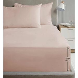 Rapport Home Super King Size Fitted Sheet Extra Deep 40cm Depth Blush Soft Easy Care Non-Iron Percale Bed Sheet – 16 inch Pocket Rapport Home Super King Size Fitted Sheet Extra Deep 40cm Depth Blush Soft Easy Care Non-Iron Percale Bed Sheet – 16 inch Pocket