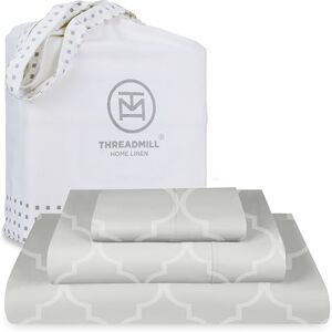 Threadmill Home Linen Twin-XL Sheet-Set Pure Long Staple Cotton, Tradition Jacquard Damask Weave, 3 Piece 300 Thread Count Bedding Set, Soft Silver Sheets with Elasticized Deep Pocket Threadmill Home Linen Twin-XL Sheet-Set Pure Long Staple Cotton, Tradition Jacquard Damask Weave, 3 Piece 300 Thread Count Bedding Set, Soft Silver Sheets with Elasticized Deep Pocket