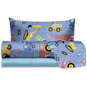 hermet Jolly Tractor Single Bed Sheet Set, 100% Cotton, Top Sheet + Fitted Sheet + Pillowcase, Bedding Set with Design for Bedroom hermet Jolly Tractor Single Bed Sheet Set, 100% Cotton, Top Sheet + Fitted Sheet + Pillowcase, Bedding Set with Design for Bedroom