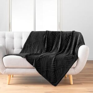 Douceur d'Intérieur , Blanket (125 x 150 cm) Nelia Black Flannel Relief Plain Douceur d'Intérieur , Blanket (125 x 150 cm) Nelia Black Flannel Relief Plain