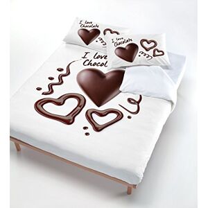 Italian Bed Linen Digital duvet cover set (bag sheet 150x200cm + pillowcase 52x82cm),chocolate heart, Linen, SINGLE Italian Bed Linen Digital duvet cover set (bag sheet 150x200cm + pillowcase 52x82cm),chocolate heart, Linen, SINGLE