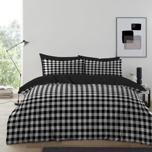GC GAVENO CAVAILIA Gingham Check Double Duvet Set Microfiber Tartan Check Bedding Double Bed Set With Pillow Cases Hypoallergenic & Machine Washable Reversible Quilt Covers Bed Set, Black GC GAVENO CAVAILIA Gingham Check Double Duvet Set Microfiber Tartan Check Bedding Double Bed Set With Pillow Cases Hypoallergenic & Machine Washable Reversible Quilt Covers Bed Set, Black