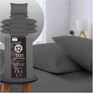 GC GAVENO CAVAILIA Terry Towel Pillow Protector Pack of 6 Breathable & Soft Towelling Waterproof Pillow Protectors Anti Allergy Pillow Cover Charcoal GC GAVENO CAVAILIA Terry Towel Pillow Protector Pack of 6 Breathable & Soft Towelling Waterproof Pillow Protectors Anti Allergy Pillow Cover Charcoal