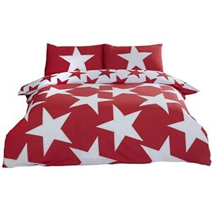 Rapport Home Rapport Stars Reversible Duvet Cover Bed Set, Polycotton Red, King Rapport Home Rapport Stars Reversible Duvet Cover Bed Set, Polycotton Red, King