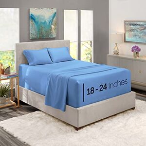 Nestl Extra Deep Pocket Sheets Fits Mattress 18-24 Inches, 4 Piece Queen Size Set, Calm Blue Nestl Extra Deep Pocket Sheets Fits Mattress 18-24 Inches, 4 Piece Queen Size Set, Calm Blue