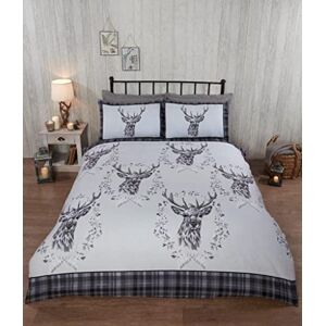 Rapport Home 100% Brushed Cotton Flannelette ANGUS STAG Winter Duvet Quilt Cover Bedding Set (Single, Grey) Rapport Home 100% Brushed Cotton Flannelette ANGUS STAG Winter Duvet Quilt Cover Bedding Set (Single, Grey)