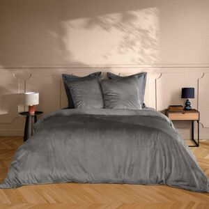 Douceur d'Intérieur , Velina 3-Piece Bedding Set (240 x 220 cm) Anthracite, Plain Velour Douceur d'Intérieur , Velina 3-Piece Bedding Set (240 x 220 cm) Anthracite, Plain Velour
