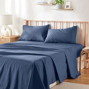 Hearth & Harbor 4 Piece King Sheet Set 60% Microfiber, 40% Rayon Derived From Bamboo Sheets King Size Bed Set Breathable King Sheets Fits Up to 16'' Deep Pocket Navy Hearth & Harbor 4 Piece King Sheet Set 60% Microfiber, 40% Rayon Derived From Bamboo Sheets King Size Bed Set Breathable King Sheets Fits Up to 16'' Deep Pocket Navy