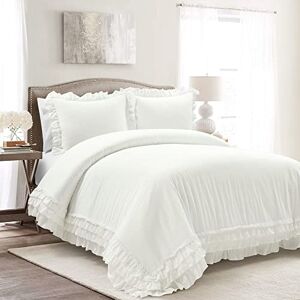 Lush Decor Ella Ruffle Lace 100% Cotton 3 Piece Duvet Cover Set, White, King Lush Decor Ella Ruffle Lace 100% Cotton 3 Piece Duvet Cover Set, White, King