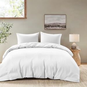 Dreamzie Duvet cover 200 x 200 cm with 2 pillowcases 80 x 80 cm 3-piece adult bedding set in white soft microfibre Oeko-Tex certified Dreamzie Duvet cover 200 x 200 cm with 2 pillowcases 80 x 80 cm 3-piece adult bedding set in white soft microfibre Oeko-Tex certified