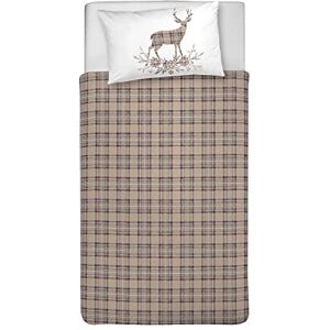 PENSIERI DELICATI Single Duvet Cover Set 100% Cotton, Complete with Bag 155 x 200 cm and 1 Pillowcase 52 x 82 cm, Made in Italy, Duvet Cover Machine Washable At 40 °, Tartan Beige PENSIERI DELICATI Single Duvet Cover Set 100% Cotton, Complete with Bag 155 x 200 cm and 1 Pillowcase 52 x 82 cm, Made in Italy, Duvet Cover Machine Washable At 40 °, Tartan Beige