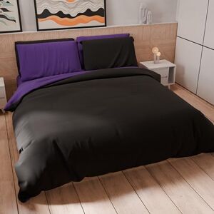 PETTI Artigiani Italiani Double Duvet Cover, Duvet Cover and Pillowcases in Microfiber, Bicolor Black/Purple, 100% Made in Italy PETTI Artigiani Italiani Double Duvet Cover, Duvet Cover and Pillowcases in Microfiber, Bicolor Black/Purple, 100% Made in Italy