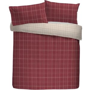 Dreams & Drapes Lodge Wynn Brushed Cotton Duvet Cover Set, 100% Cotton, Single 140x200cm, Burgundy, Checkered Pattern, Reversible Dreams & Drapes Lodge Wynn Brushed Cotton Duvet Cover Set, 100% Cotton, Single 140x200cm, Burgundy, Checkered Pattern, Reversible