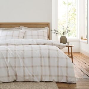 Bianca Oxton Check 200 Thread Count Cotton Reversible Double Duvet Cover Set with Pillowcases Natural Bianca Oxton Check 200 Thread Count Cotton Reversible Double Duvet Cover Set with Pillowcases Natural