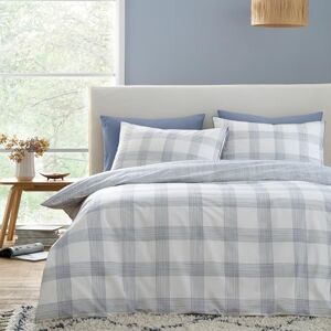 Bianca Marlow Check 200 Thread Count Cotton Percale Reversible Single Duvet Cover Set with Pillowcase Blue Bianca Marlow Check 200 Thread Count Cotton Percale Reversible Single Duvet Cover Set with Pillowcase Blue