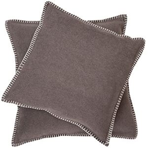 David Fussenegger Sylt Cushion Cover Plain with Embroidery Stitch, Fango, 50 cm x 50 cm David Fussenegger Sylt Cushion Cover Plain with Embroidery Stitch, Fango, 50 cm x 50 cm
