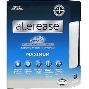 Aller-Ease Maximum Allergy Mattress Protector, Polyester, White, Twin Aller-Ease Maximum Allergy Mattress Protector, Polyester, White, Twin