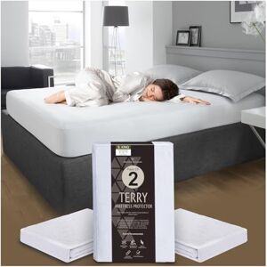 GC GAVENO CAVAILIA Terry Towel Mattress Protector Pack of 2 Super King Size Mattress Protector Polycotton Waterproof Mattress Cover Breathable Mattress Cover (203 x 182cm) White GC GAVENO CAVAILIA Terry Towel Mattress Protector Pack of 2 Super King Size Mattress Protector Polycotton Waterproof Mattress Cover Breathable Mattress Cover (203 x 182cm) White