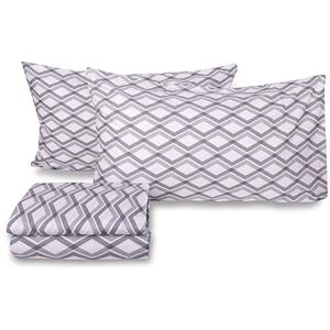 zer0bed Double Bed Sheet Set in Geometric Pattern, Made in Italy, Top Sheet + Fitted Sheet + Pair of Pillowcases, 100% Cotton, Indigo zer0bed Double Bed Sheet Set in Geometric Pattern, Made in Italy, Top Sheet + Fitted Sheet + Pair of Pillowcases, 100% Cotton, Indigo