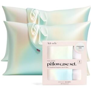 Kitsch 100% Satin Pillowcase with Zipper, Softer Than Silk Pillowcase for Hair & Skin, Cooling Pillow case, Satin Pillow Case Cover (Standard/Queen (2 Pack), Aura) Kitsch 100% Satin Pillowcase with Zipper, Softer Than Silk Pillowcase for Hair & Skin, Cooling Pillow case, Satin Pillow Case Cover (Standard/Queen (2 Pack), Aura)