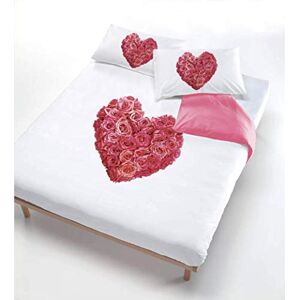 Italian Bed Linen Digital Duvet Cover Set (Bag Sheet 150x200cm + Pillowcase 52x82cm),Heart Made of Roses, Single Italian Bed Linen Digital Duvet Cover Set (Bag Sheet 150x200cm + Pillowcase 52x82cm),Heart Made of Roses, Single