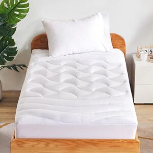 Cooling Twin Mattress Topper for Single Bed, Premium Zoned Quilted Mattress Pad, Fitted Mattress Protector Cover, Machine Wash Durable, Deep Pocket 8-21 inch (White, Twin) Cooling Twin Mattress Topper for Single Bed, Premium Zoned Quilted Mattress Pad, Fitted Mattress Protector Cover, Machine Wash Durable, Deep Pocket 8-21 inch (White, Twin)