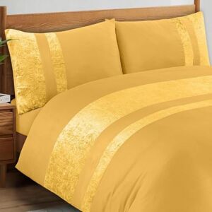 Casabella Luxury Crushed Velvet Panel Band Duvet Cover Sets with Pillow Case Bedding Set – Ochre Crush Velvet King Duvet Set Casabella Luxury Crushed Velvet Panel Band Duvet Cover Sets with Pillow Case Bedding Set – Ochre Crush Velvet King Duvet Set
