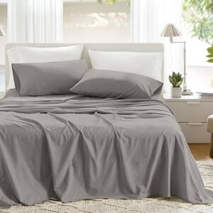 Comfort Spaces 100% Cotton Sheets Queen, Breathable, Ultra Soft Cotton Sheets, Naturally Cool Cotton Bed Sheets with 14" Elastic Pocket Fits up to 16" Mattress, All Season Sheet Set, Dark Gray 4 Piece Comfort Spaces 100% Cotton Sheets Queen, Breathable, Ultra Soft Cotton Sheets, Naturally Cool Cotton Bed Sheets with 14" Elastic Pocket Fits up to 16" Mattress, All Season Sheet Set, Dark Gray 4 Piece