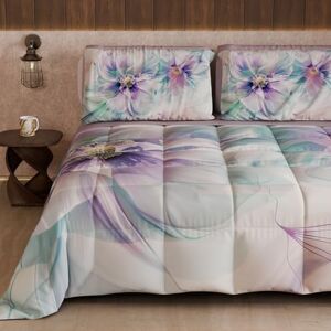 PETTI Artigiani Italiani Winter Quilt, Winter Duvet, Double Sided Quilt, Solid Colour and Digital Floral Print 04 159, 100% Microfibre, Made in Italy PETTI Artigiani Italiani Winter Quilt, Winter Duvet, Double Sided Quilt, Solid Colour and Digital Floral Print 04 159, 100% Microfibre, Made in Italy