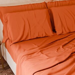 PETTI Artigiani Italiani PETTI Italian Artisans 4-Piece Maxi Double Bed Sheet Set, Soft and Breathable, Complete Bed Set with Top Sheet, Fitted Sheet with Elasticated Corners and 2 Pillowcases Orange Sheets PETTI Artigiani Italiani PETTI Italian Artisans 4-Piece Maxi Double Bed Sheet Set, Soft and Breathable, Complete Bed Set with Top Sheet, Fitted Sheet with Elasticated Corners and 2 Pillowcases Orange Sheets