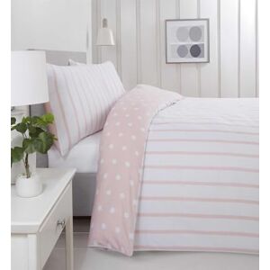 Rapport Home 180 Threadcount Spots & Stripes Brushed Microfibre Duvet Cover Set Double Blush, Pink Rapport Home 180 Threadcount Spots & Stripes Brushed Microfibre Duvet Cover Set Double Blush, Pink