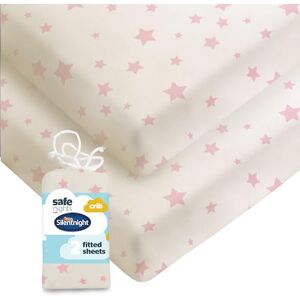 Silentnight Safe Nights Fitted Sheet Crib Mattress Breathable 100% Cotton Jersey – Super Soft Kind to Baby Skin 90x40cm Secure Fit with Elasticated Corners 2 Pack, Pink Stars Silentnight Safe Nights Fitted Sheet Crib Mattress Breathable 100% Cotton Jersey – Super Soft Kind to Baby Skin 90x40cm Secure Fit with Elasticated Corners 2 Pack, Pink Stars