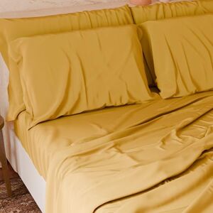 PETTI Artigiani Italiani PETTI Italian Artisans 4-Piece Maxi Double Bed Sheet Set, Soft and Breathable, Complete Bed Set with Top Sheet, Fitted Sheet with Elasticated Corners and 2 Pillowcases, Yellow Sheets PETTI Artigiani Italiani PETTI Italian Artisans 4-Piece Maxi Double Bed Sheet Set, Soft and Breathable, Complete Bed Set with Top Sheet, Fitted Sheet with Elasticated Corners and 2 Pillowcases, Yellow Sheets