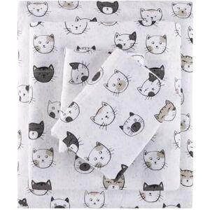 Intelligent Design Cozy Soft 100% Cotton Flannel Print Animals Stars Cute Warm, Ultra Soft Cold Weather Sheet Set Bedding, Twin, Grey/Pink Cats 3 Piece Intelligent Design Cozy Soft 100% Cotton Flannel Print Animals Stars Cute Warm, Ultra Soft Cold Weather Sheet Set Bedding, Twin, Grey/Pink Cats 3 Piece