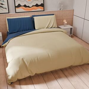PETTI Artigiani Italiani Double Duvet Cover, Duvet Cover and Pillowcases in Microfiber, Bicolor Night Blue/Taupe, 100% Made in Italy PETTI Artigiani Italiani Double Duvet Cover, Duvet Cover and Pillowcases in Microfiber, Bicolor Night Blue/Taupe, 100% Made in Italy