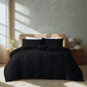 Komfortec Premium Bed Linen 240 x 220 cm with 2 Pillowcases 40 x 80 cm Brushed Microfibre Black Komfortec Premium Bed Linen 240 x 220 cm with 2 Pillowcases 40 x 80 cm Brushed Microfibre Black
