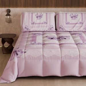 PETTI Artigiani Italiani Double Winter Quilt, Double Duvet, Plain Colour and Digital Print Lilac Bow, Made in Italy PETTI Artigiani Italiani Double Winter Quilt, Double Duvet, Plain Colour and Digital Print Lilac Bow, Made in Italy