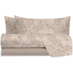 hermet Double Bed Sheet Set in 100% Cotton Pattern, Double Bed Set, Top Sheet + Fitted Sheet + 2 Pillowcases, Flavia Taupe hermet Double Bed Sheet Set in 100% Cotton Pattern, Double Bed Set, Top Sheet + Fitted Sheet + 2 Pillowcases, Flavia Taupe