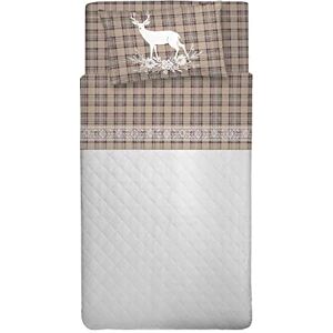 PENSIERI DELICATI Single Bed Sheet Set, 100% Cotton, 90 x 200 cm Single Bed Sheet Set, Includes Bottom Sheet, Top Sheet and 1 Pillowcase, Made in Italy, Beige Deer Tartan Pattern PENSIERI DELICATI Single Bed Sheet Set, 100% Cotton, 90 x 200 cm Single Bed Sheet Set, Includes Bottom Sheet, Top Sheet and 1 Pillowcase, Made in Italy, Beige Deer Tartan Pattern