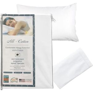 National Allergy Premium 100% Cotton Zippered Pillow Protector Queen Size White 2 Pack 300 Thread Count Hypoallergenic Bed Pillowcase with Zipper Breathable Encasement Cover National Allergy Premium 100% Cotton Zippered Pillow Protector Queen Size White 2 Pack 300 Thread Count Hypoallergenic Bed Pillowcase with Zipper Breathable Encasement Cover